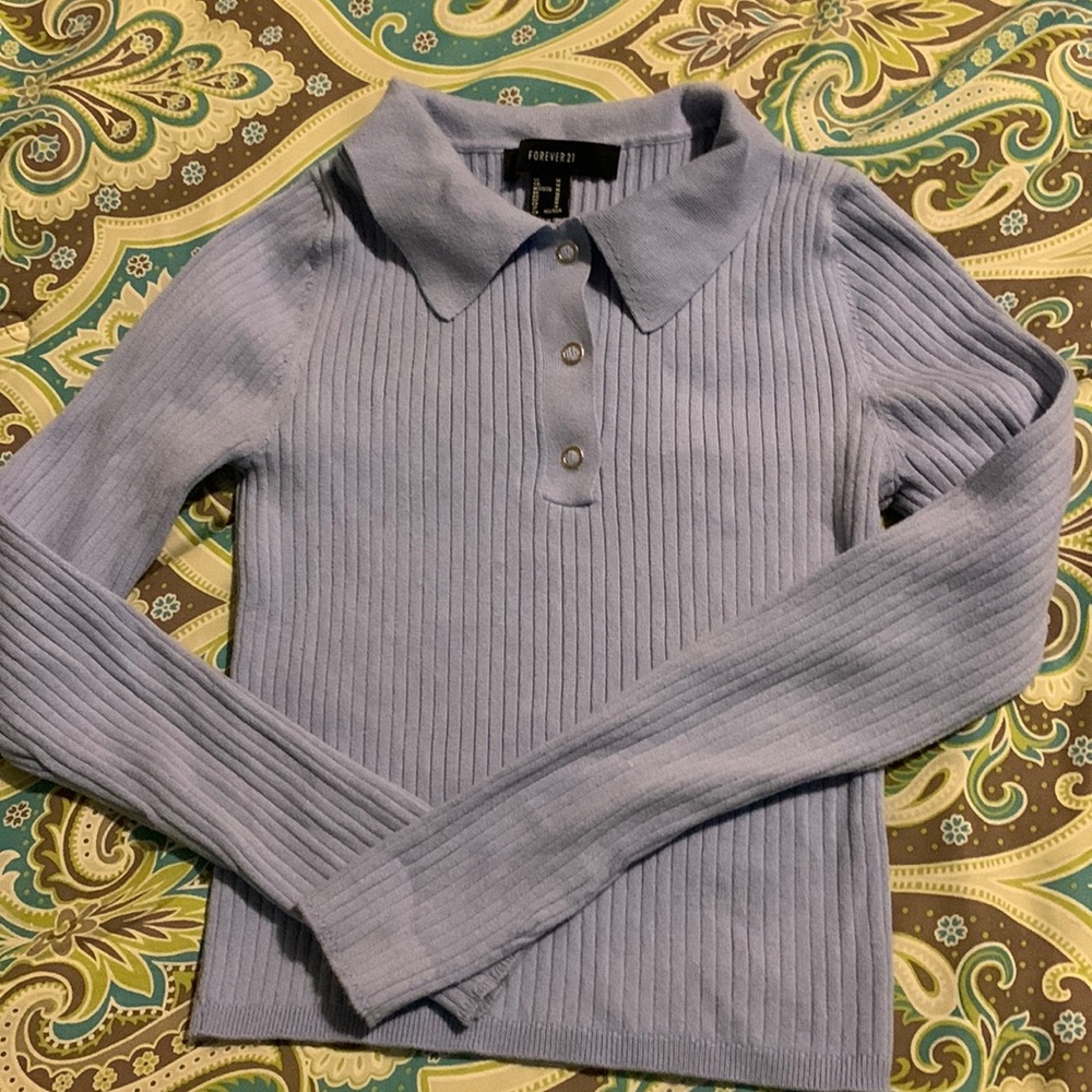 Forever 21 Ribbed collared long sleeve size M